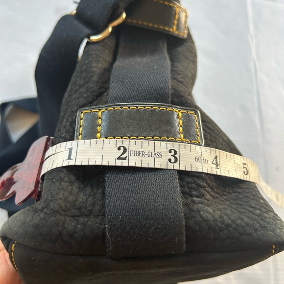 Dooney & Bourke Black Crossbody Bag Textured Florentine vacchetta  Leather as is - Picture 10 of 15